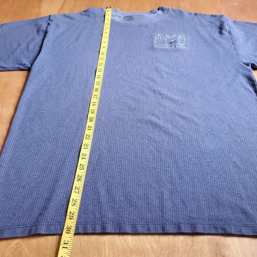 Vintage Yellowstone National Park T Shirt Mens 3X (Fits XL) Blue Stripe Elk - Picture 7 of 8